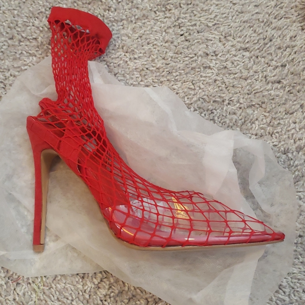 "Netty" Fishnet Slingback Heel
